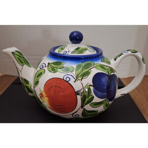 Zrike Amalfi Hand Painted Fruit Teapot Italian Style 5 Cup